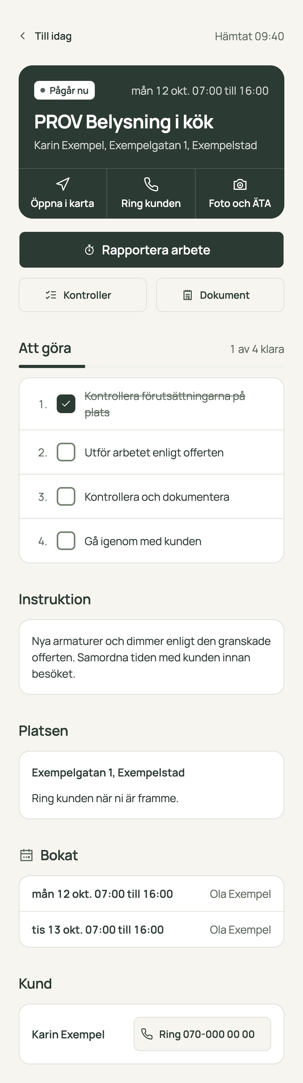 Belysningen som ska på plats