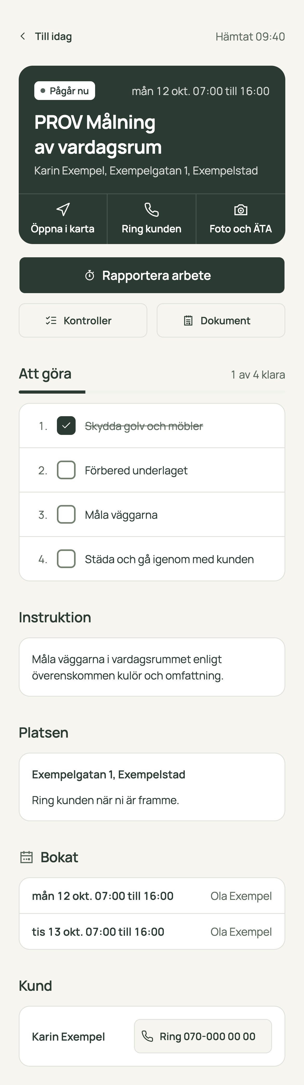 Omfattningen följer målarjobbet
